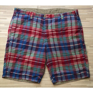 Olde School, Indian Madras, Men's Reversible Shorts, 38, Red/Blue Plaid/Khaki
